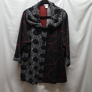 Feratelli Womens Abstract Red Gray Black Plus Mature